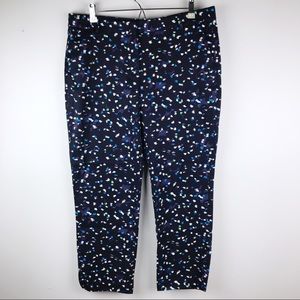J.Crew NWT Printed Cropped Tencel® Pants Navy Blue Patterned Size 12